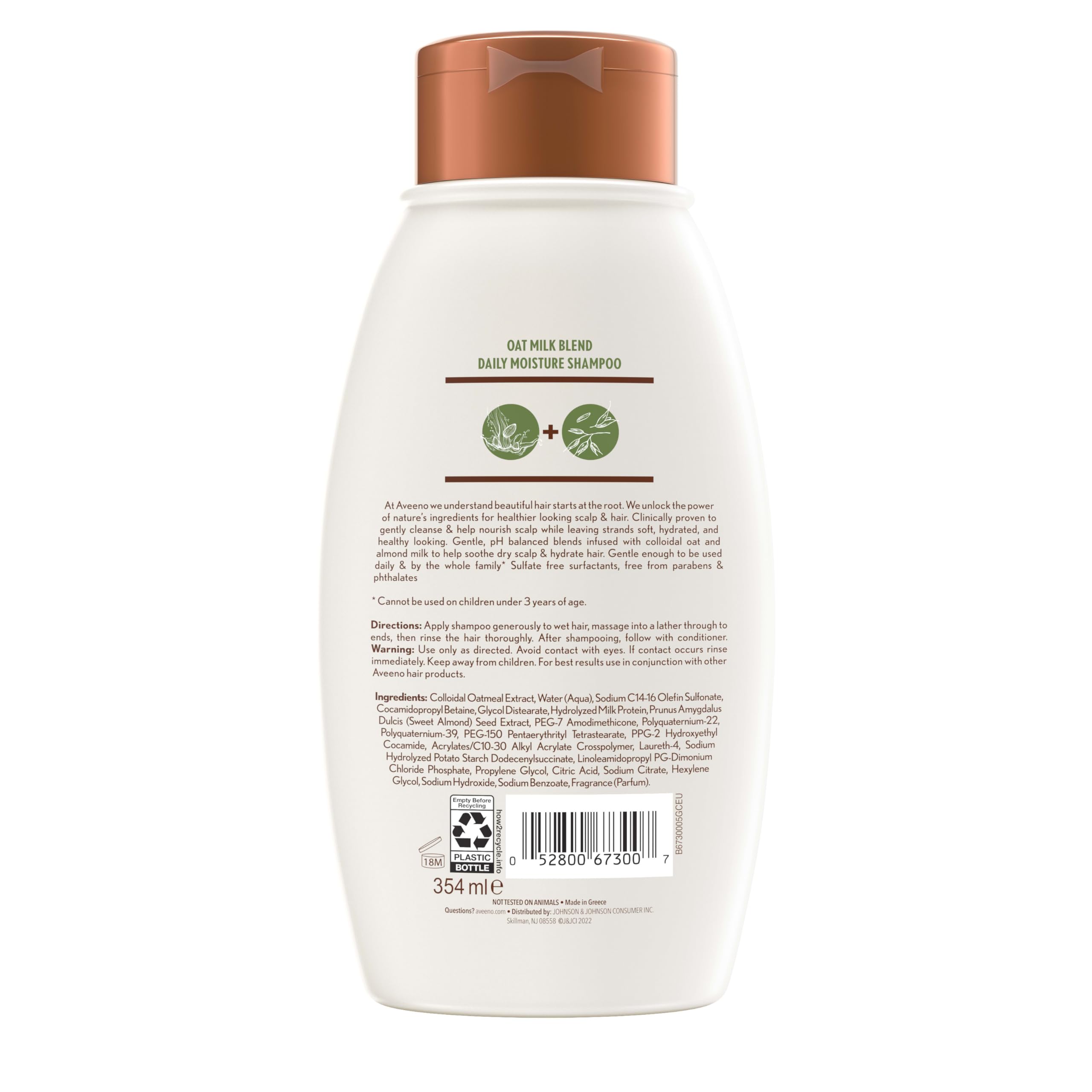 Aveeno bottle on bathroom counter suggesting daily self-care hydration
