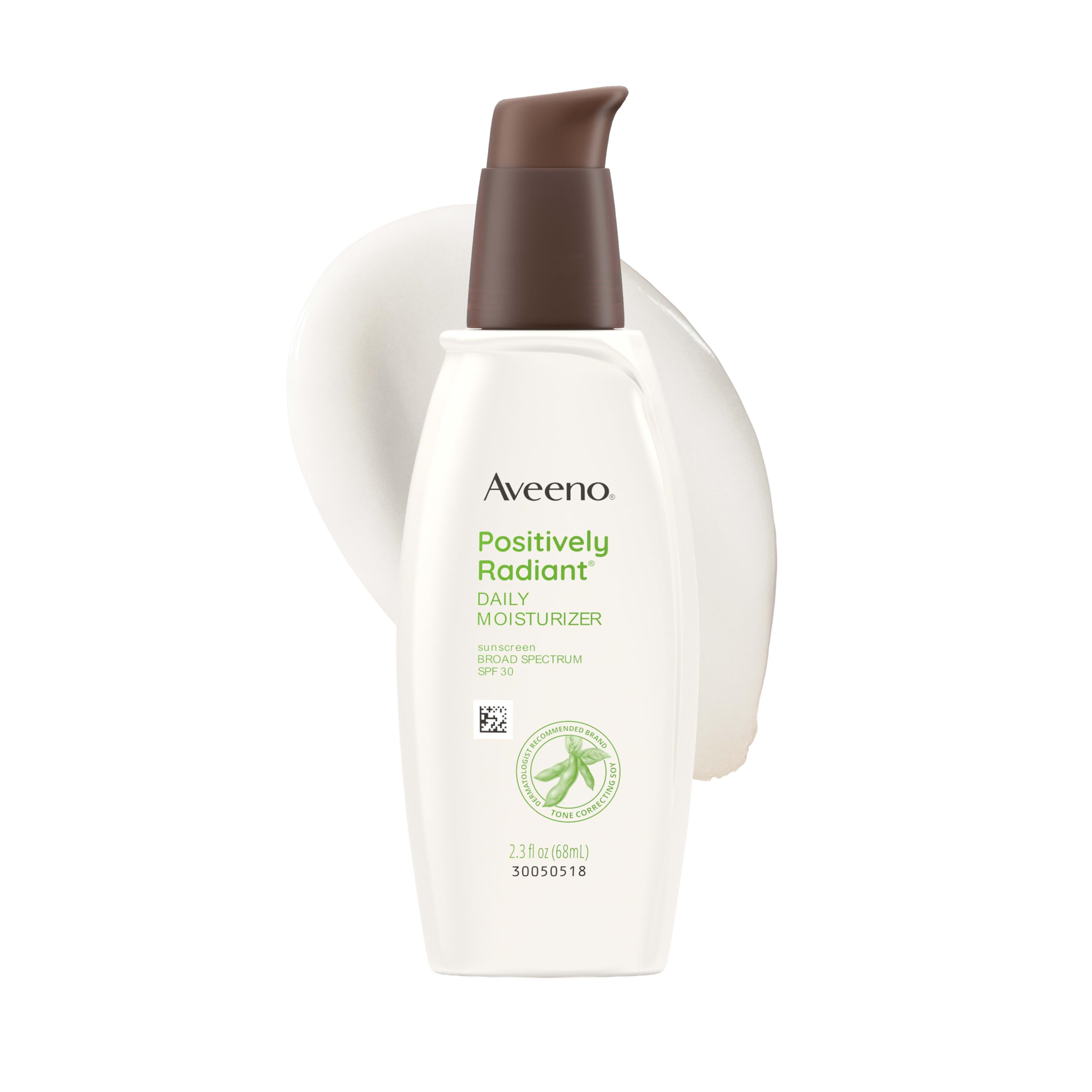 Aveeno front tube showing product branding and SPF 30 for daily protection