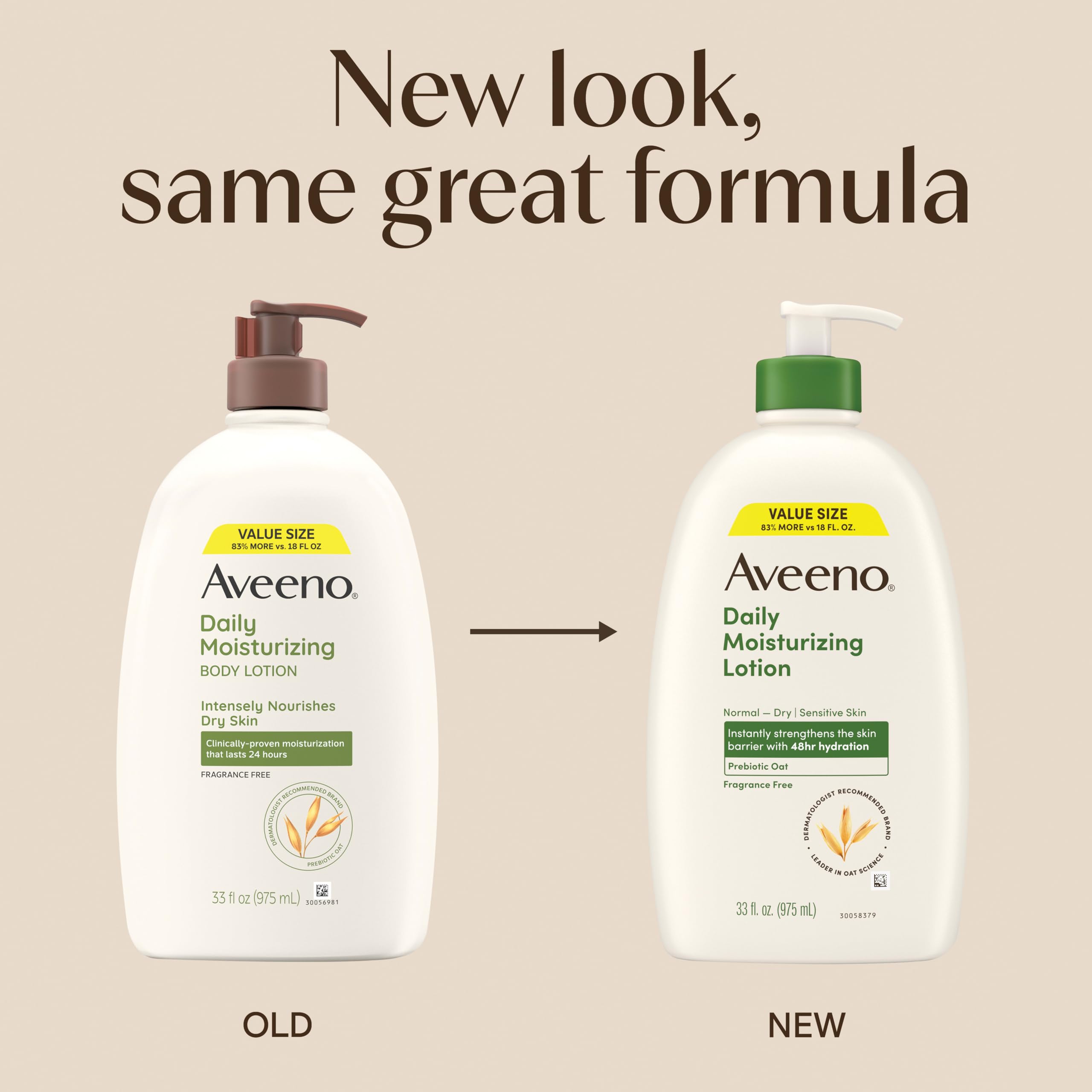 Aveeno pump closeup for easy dispensing and mess-free application