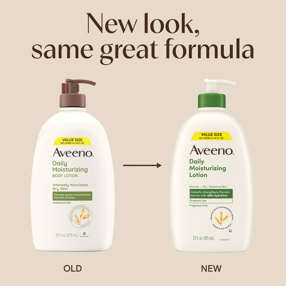 Aveeno pump closeup for easy dispensing and mess-free application