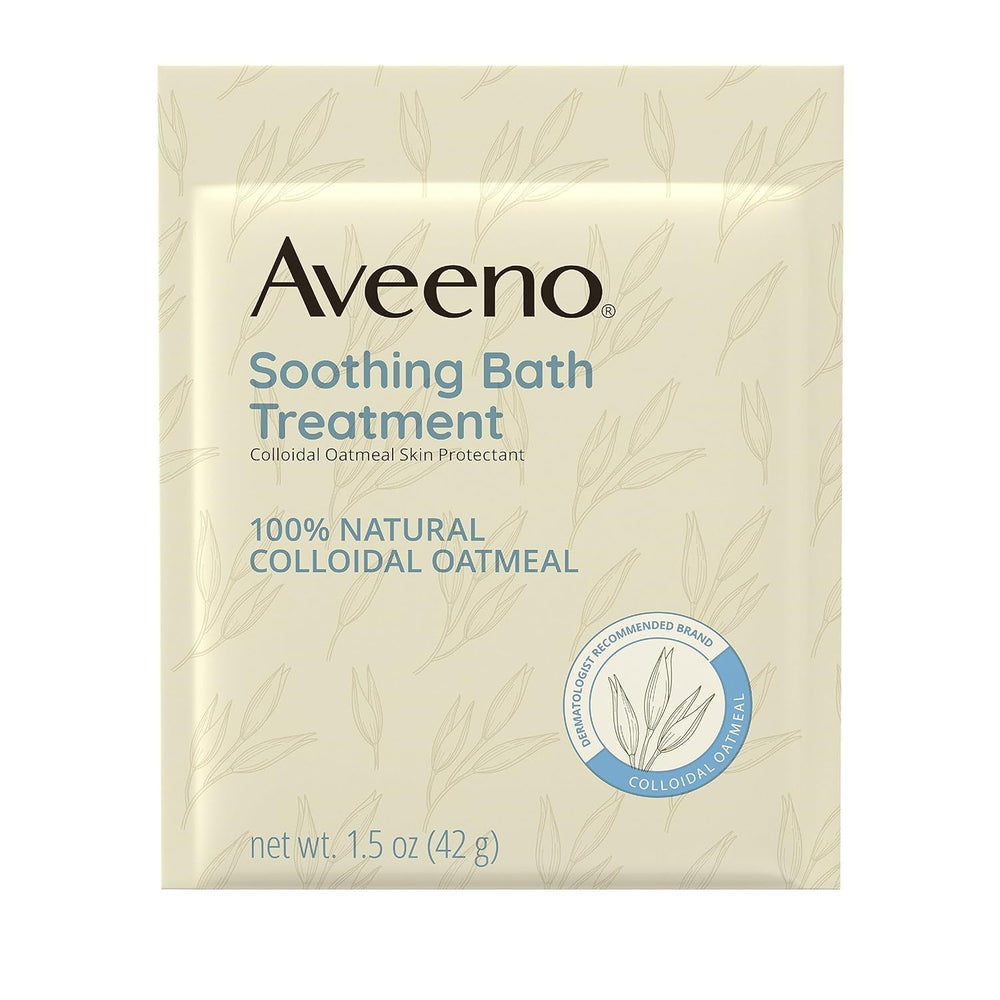 Aveeno individual bath packet close-up highlighting convenience