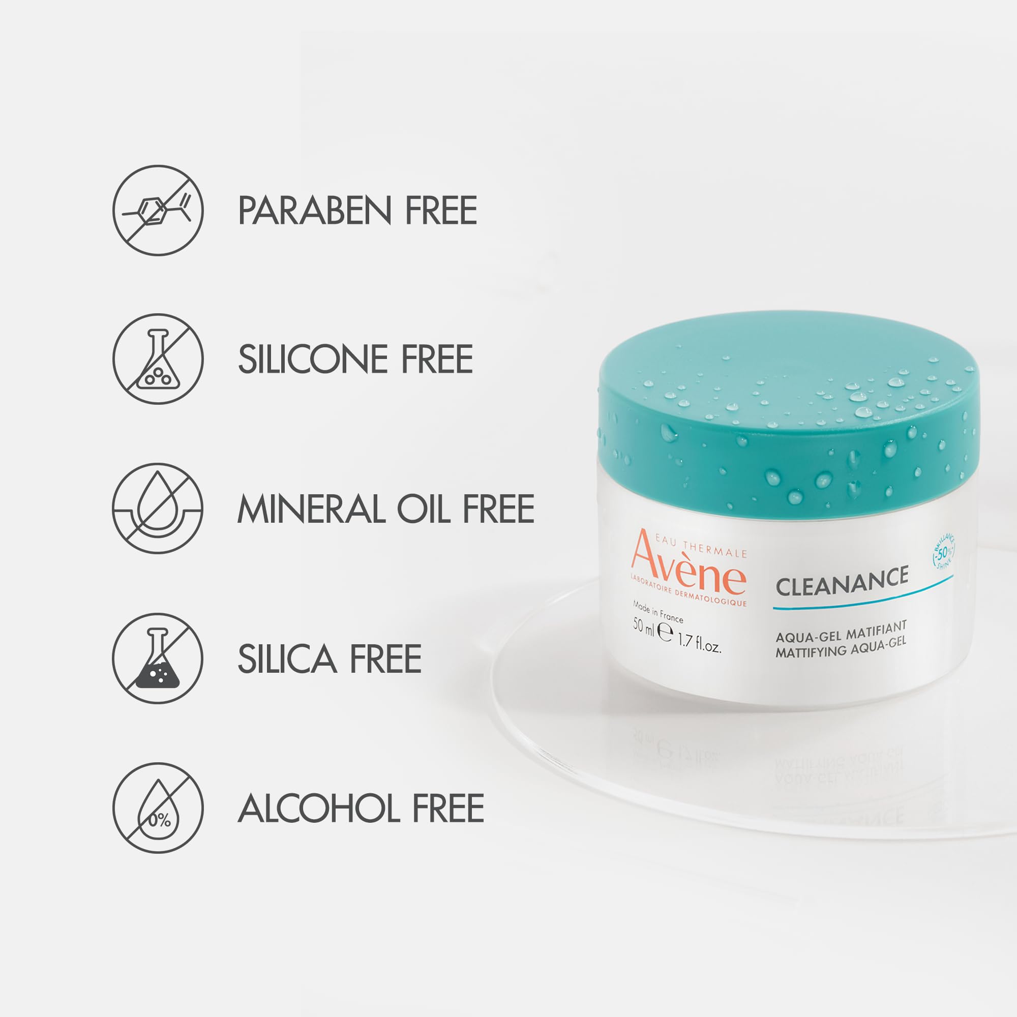 Eau Thermale Avène ingredient display with niacinamide and monolaurin benefits