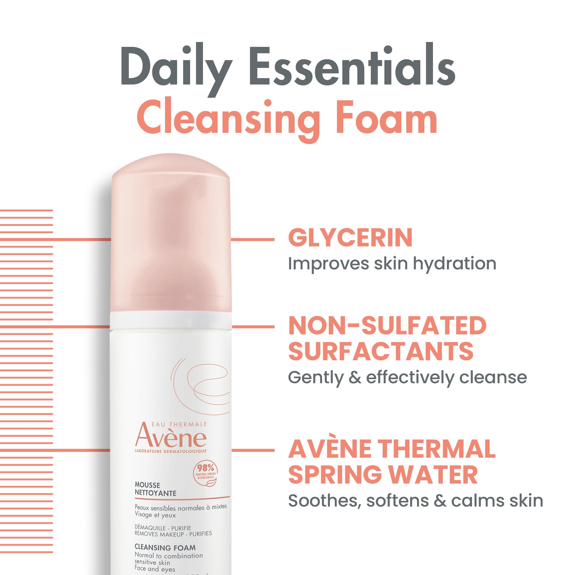 Avène cleansing foam staged in bathroom routine showing everyday use benefit