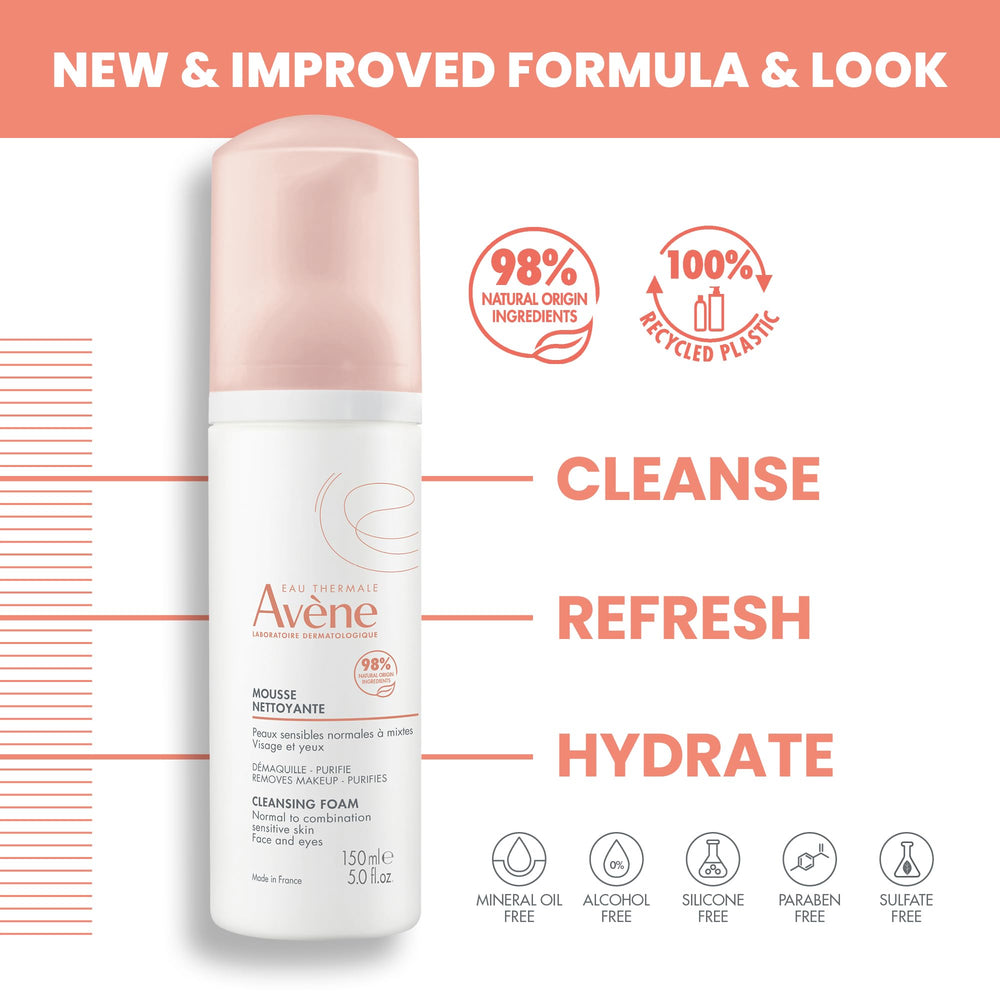 Avène cleansing foam texture closeup demonstrating gentle lather