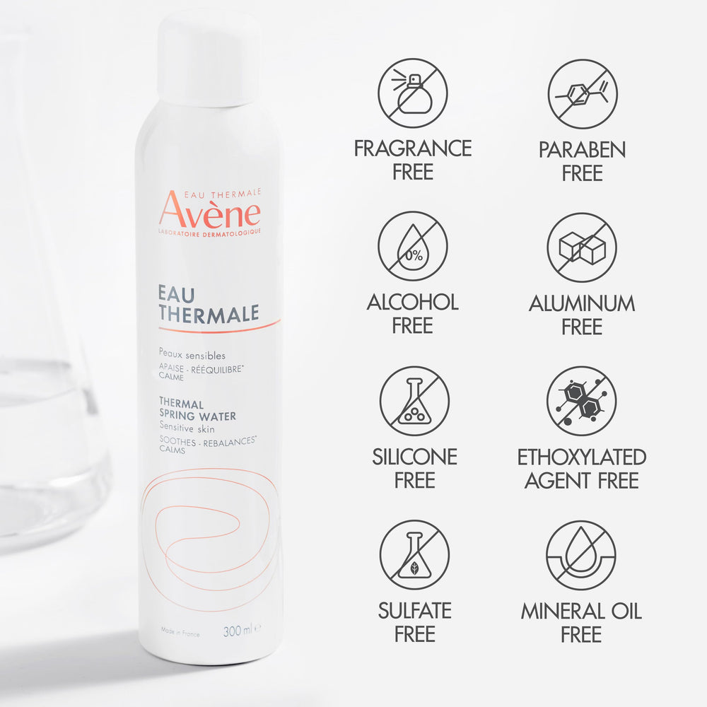 Eau Thermale Avène lifestyle beach refresh scene illustrating on-the-go soothing
