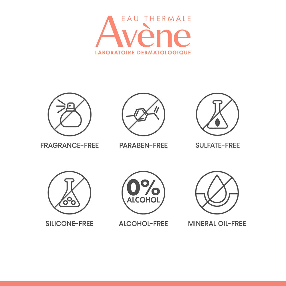 Eau Thermale Avène applied to cheek demonstrating gentle night application and smoothing benefit