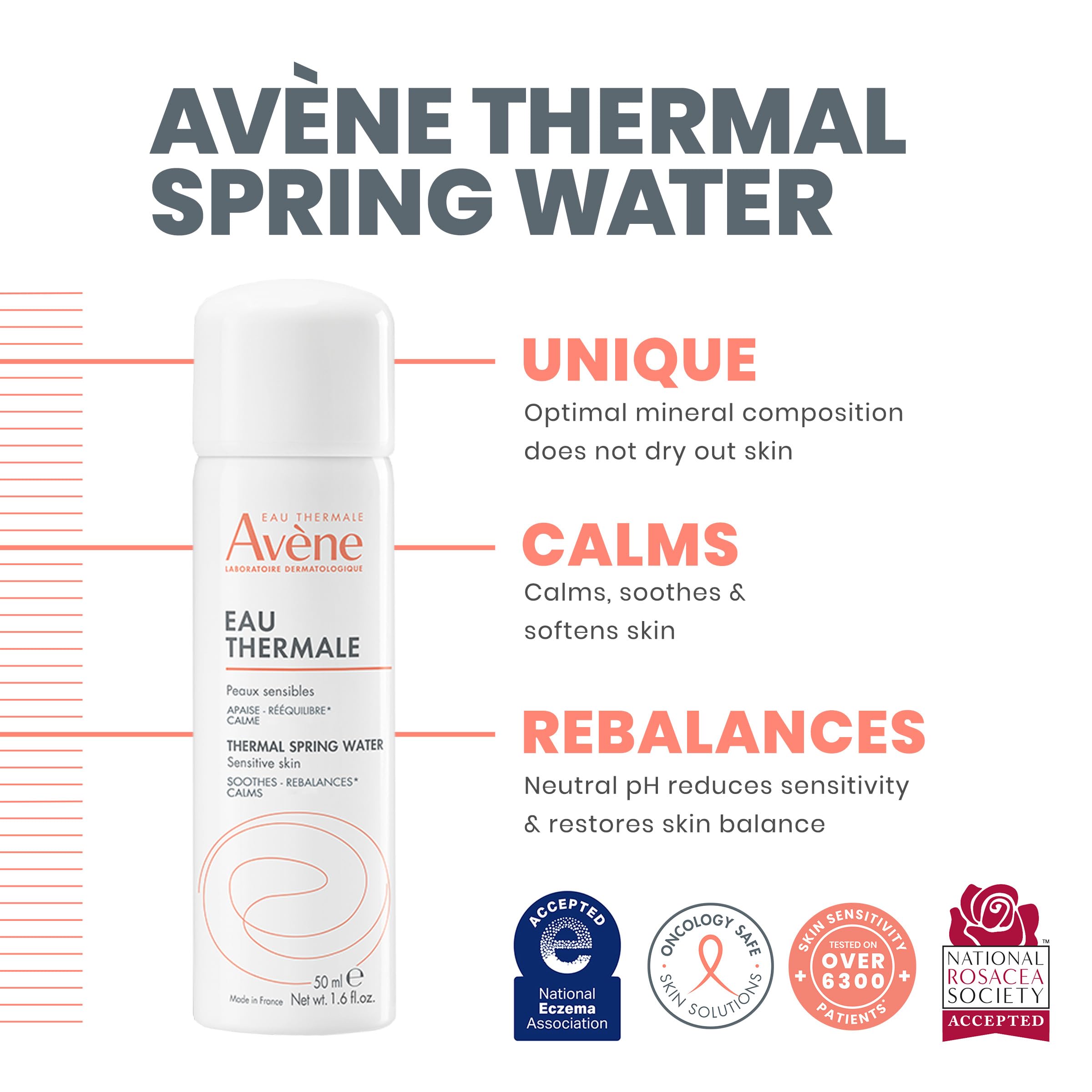 Avène mist close-up demonstrating fine spray and instant cooling benefit