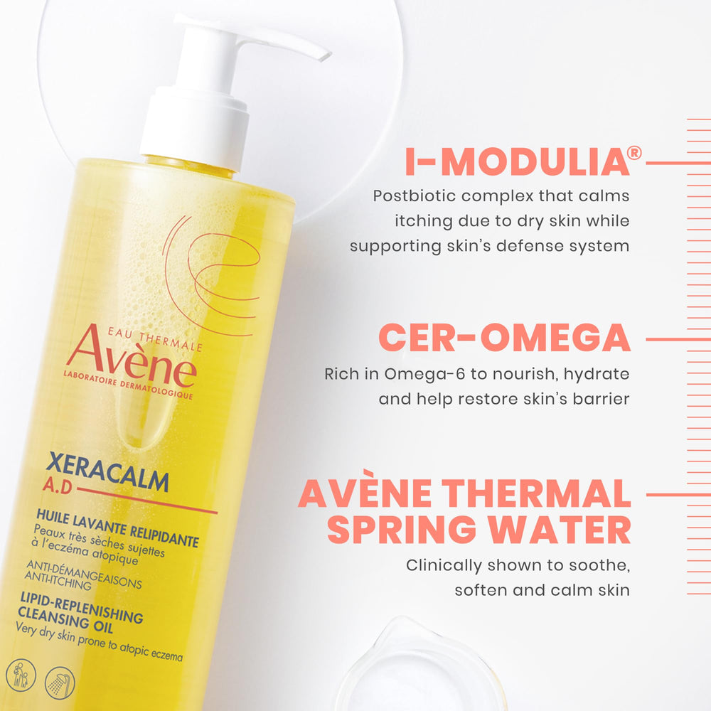 Eau Thermale Avène used by family in bathroom to soothe dry skin
