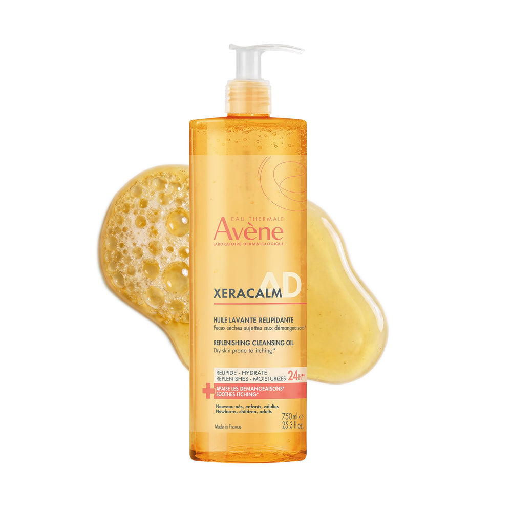 Eau Thermale Avène cleansing oil front packaging shows gentle bath benefit