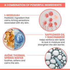 Eau Thermale Avène milky gel applied to infant arm showing gentle soothing benefit