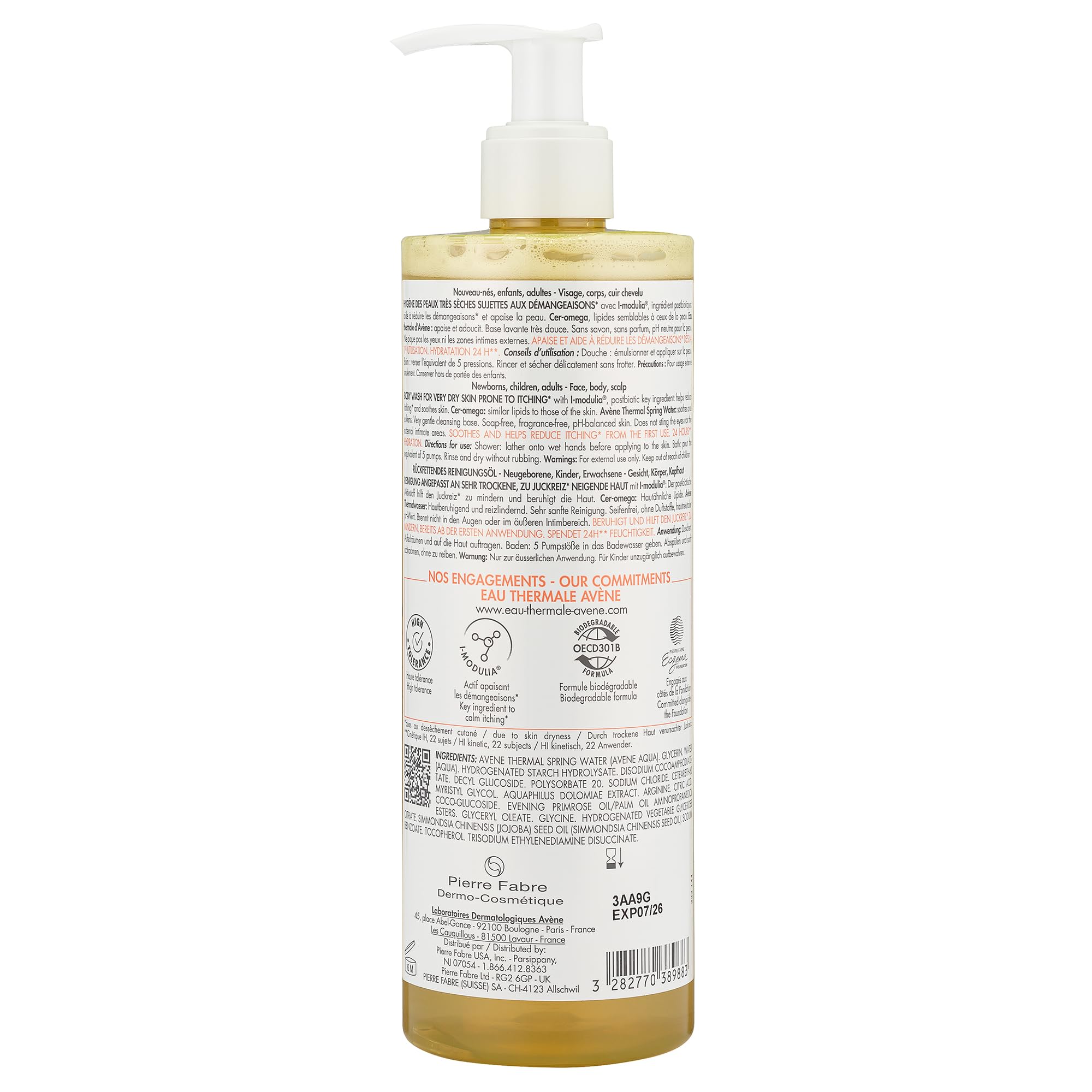 Avène XeraCalm bottle in a bathroom lifestyle scene suggesting daily routine use