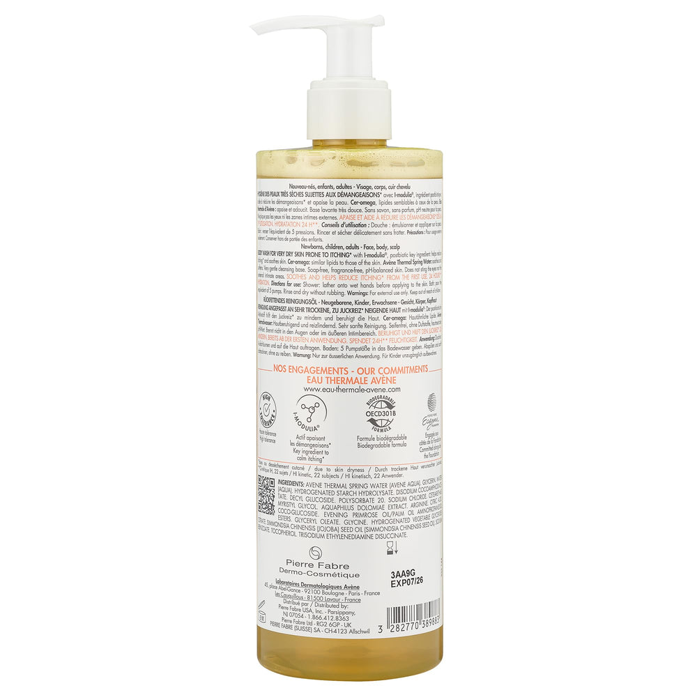 Avène XeraCalm bottle in a bathroom lifestyle scene suggesting daily routine use
