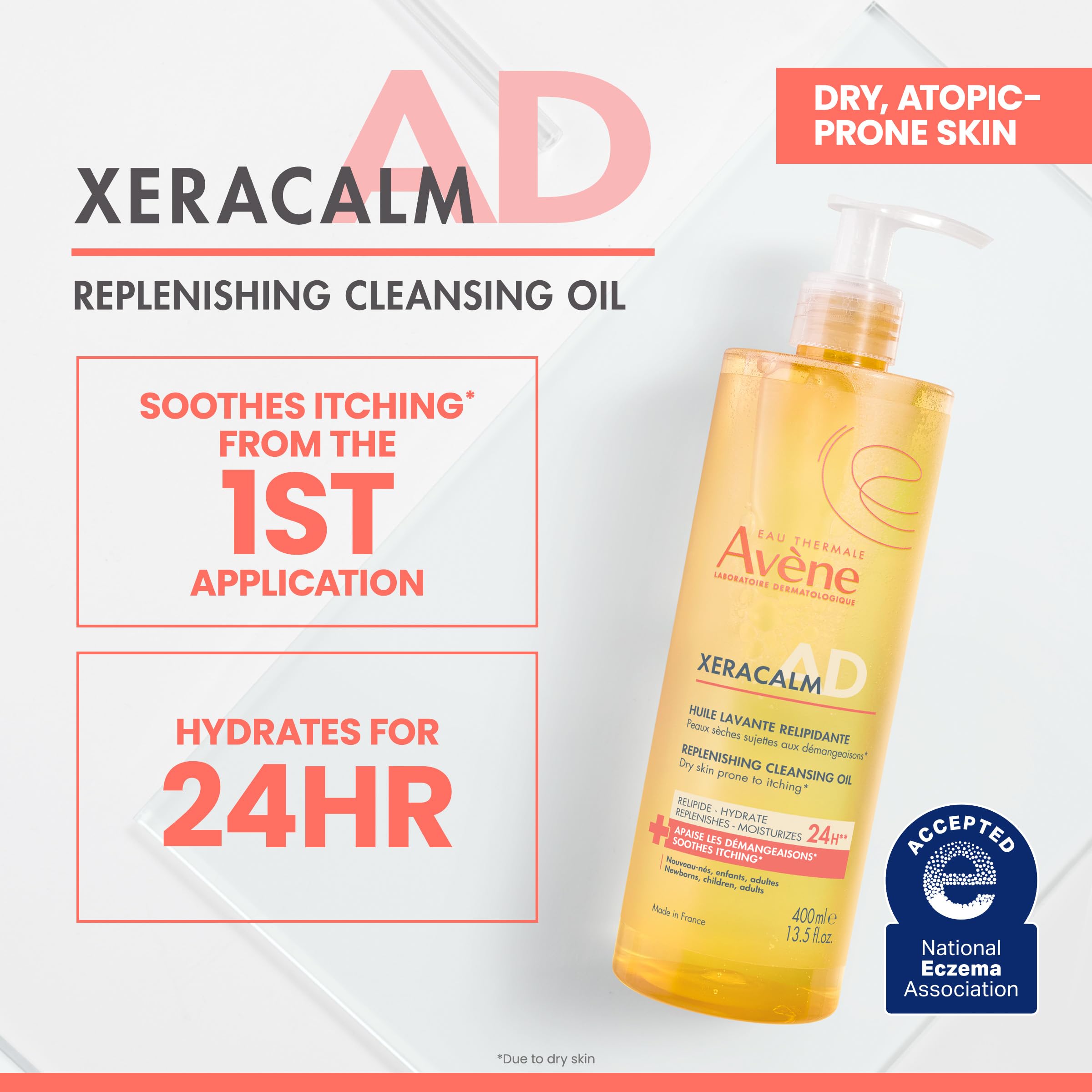 Avène XeraCalm pump dispensing oil for controlled, no-mess application benefit