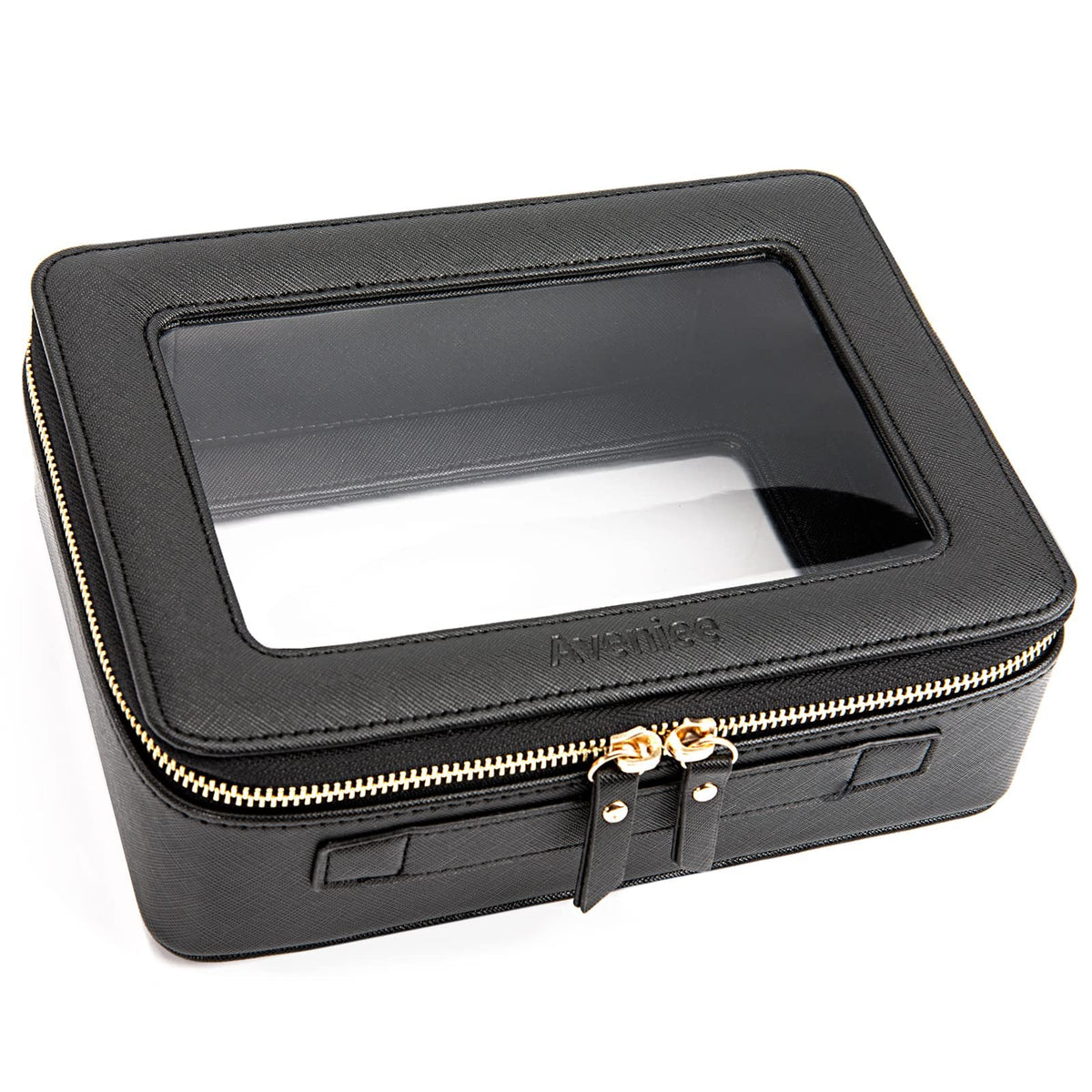 Aveniee front view of black pouch showing neat design and visibility benefit