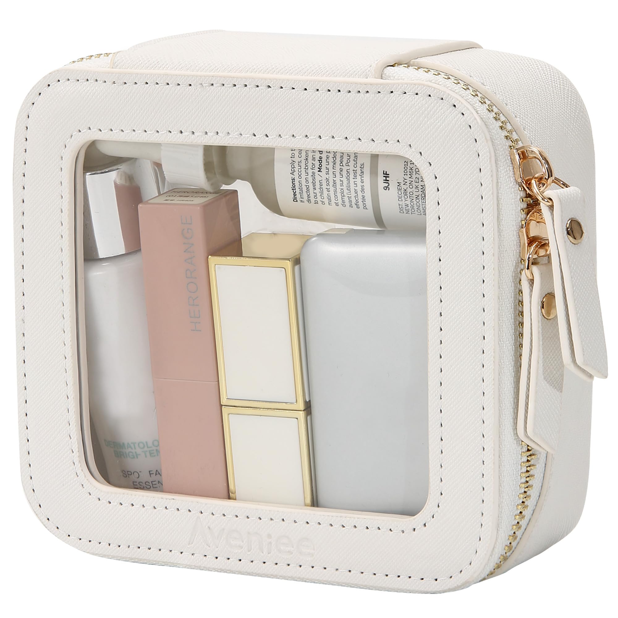 Aveniee front view showing clear panels and zipper for easy identification