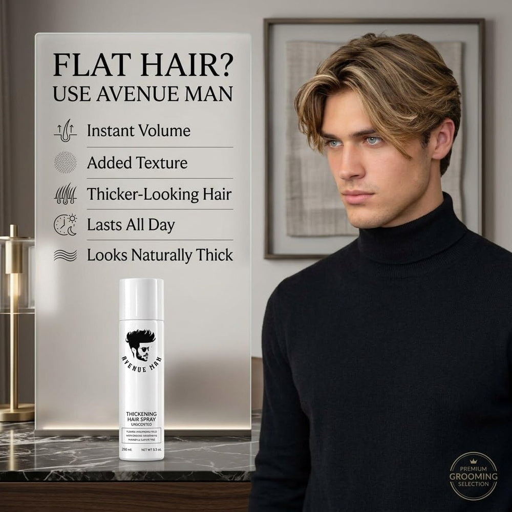 Avenue Man 8.5 oz bottle next to common object for size clarity benefit
