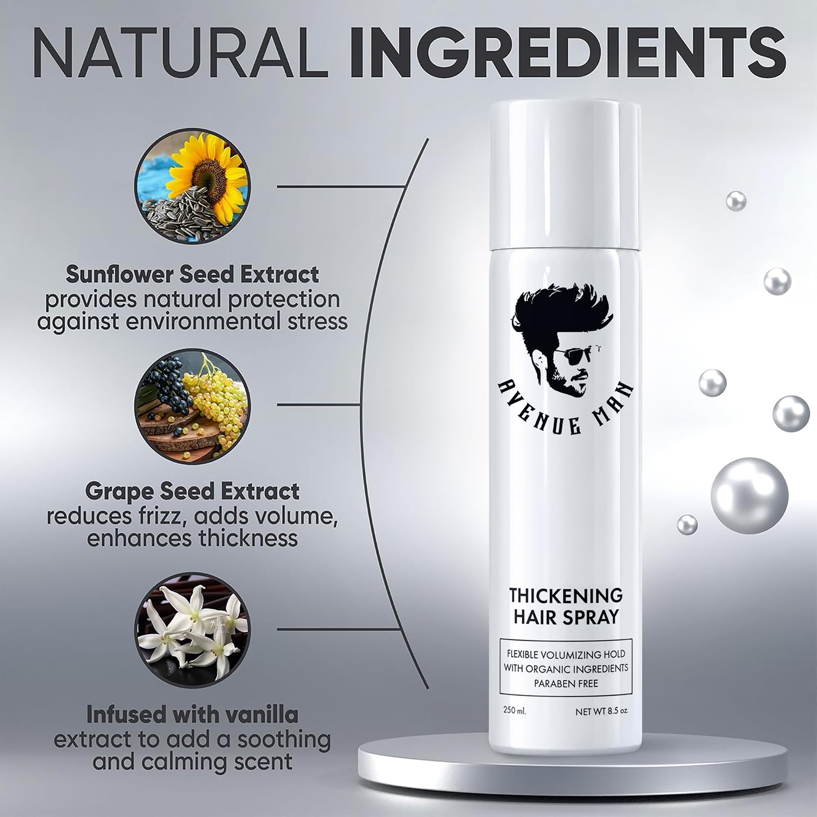 Avenue Man spray nozzle close-up demonstrating even mist and easy application