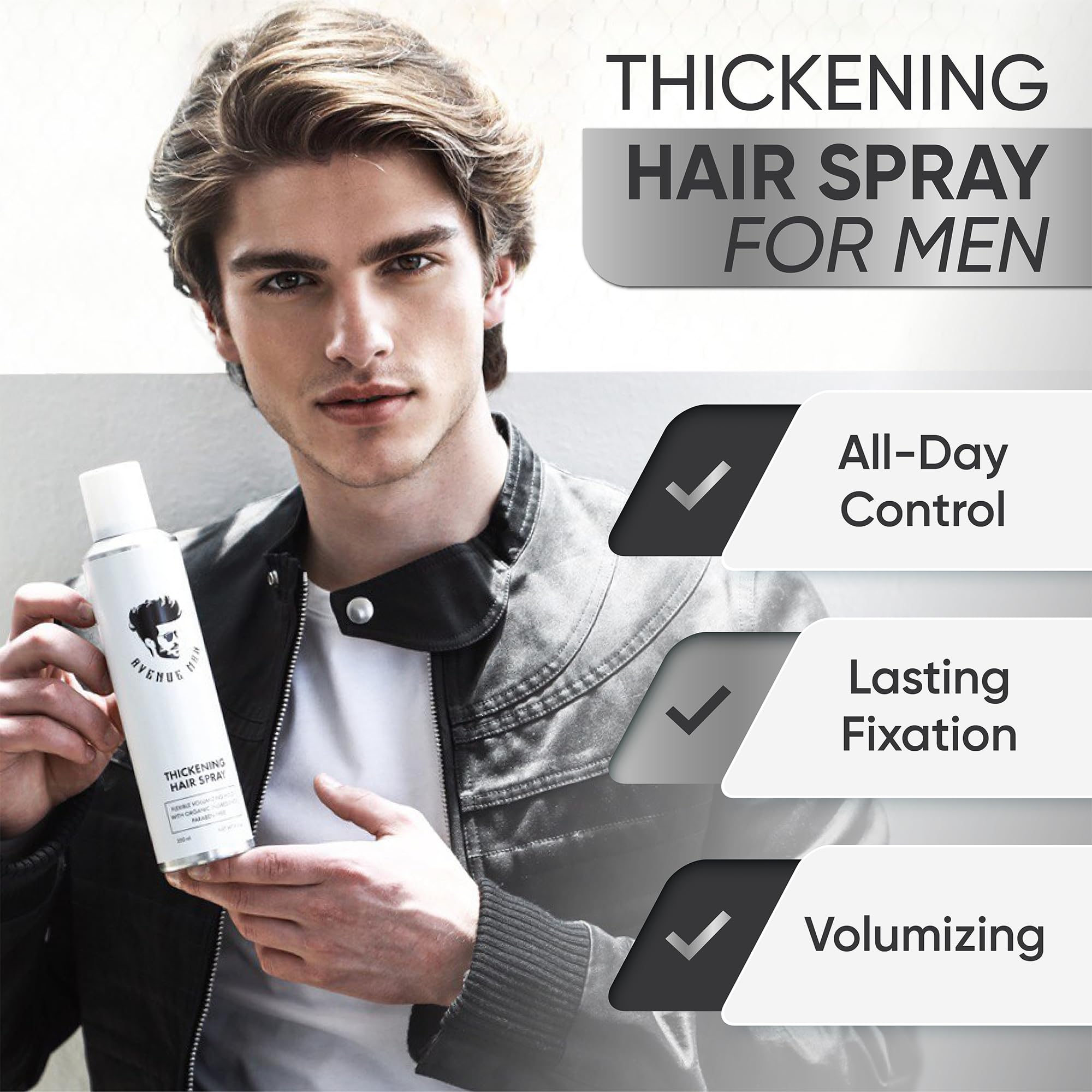 Avenue Man texture close-up on hair showing thicker-looking strands and body