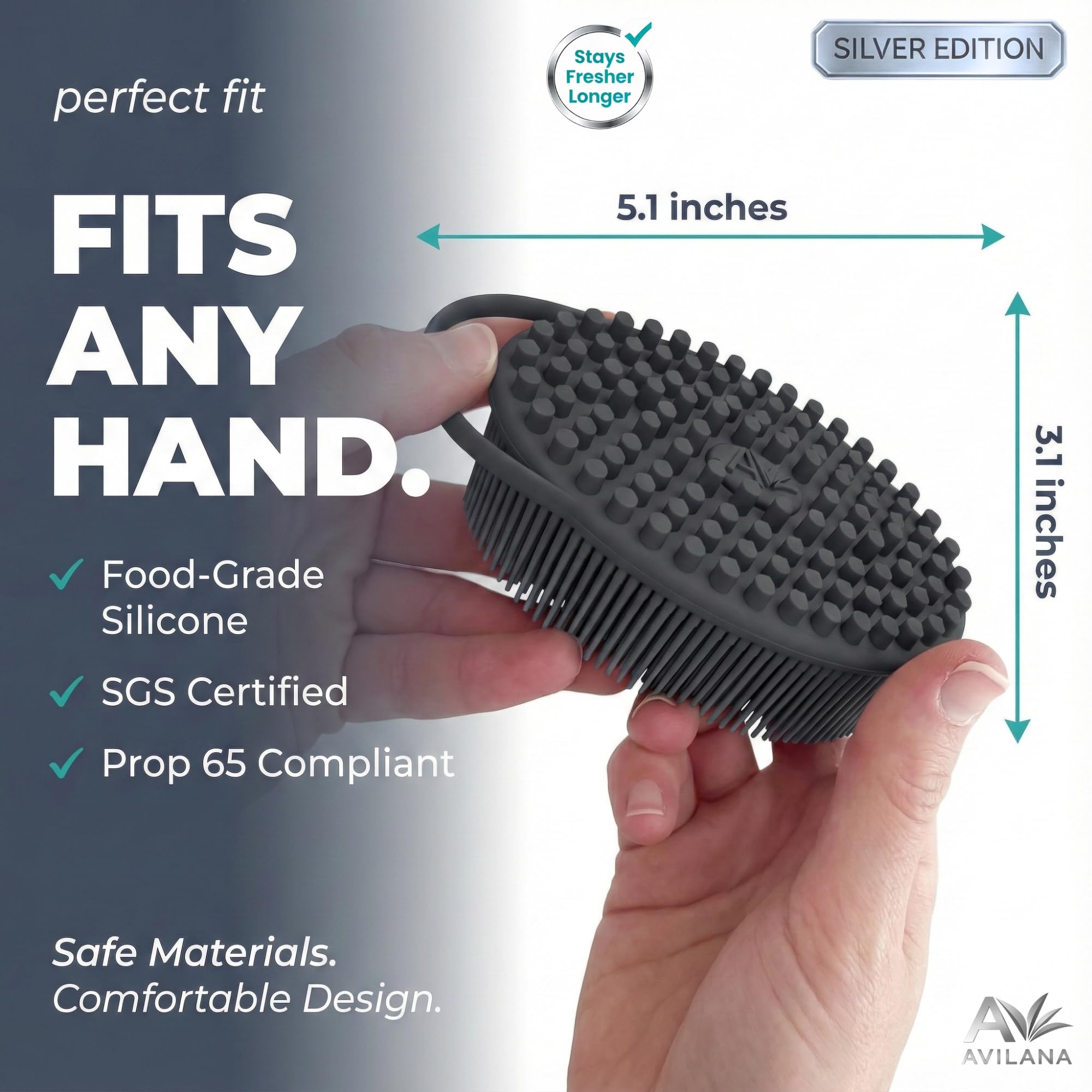 Avilana ergonomic grip and hanging loop for secure handling and quick drying
