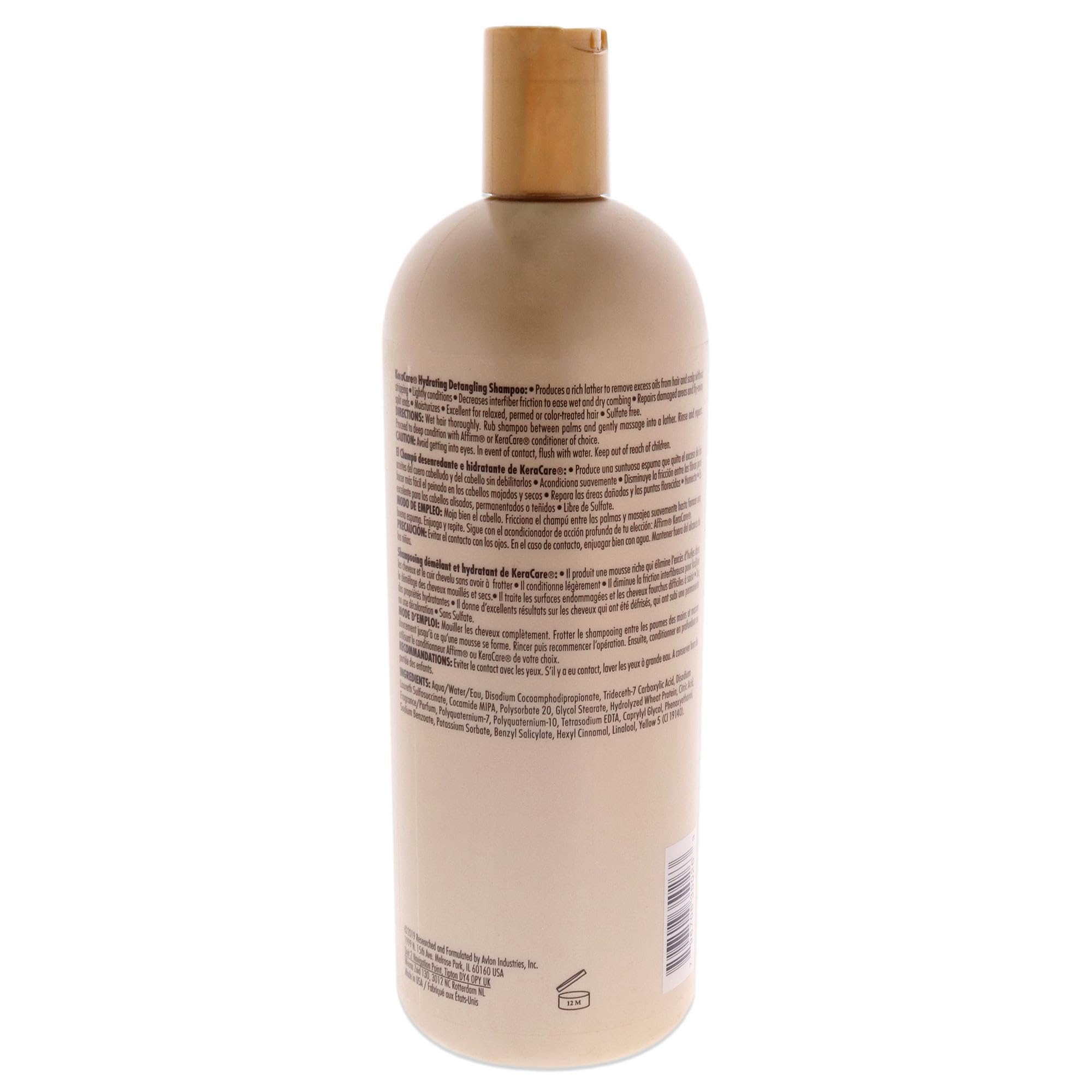 Avlon Keracare creamy lather in hand illustrating gentle cleansing and improved slip