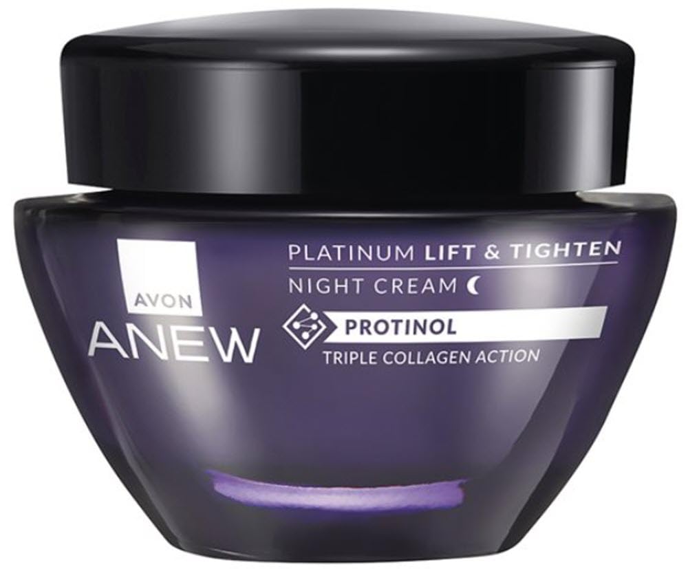 AVON Anew Platinum day and night creams in bathroom setting demonstrating routine ease