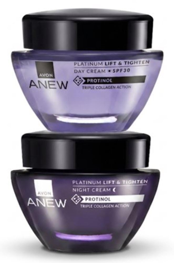 AVON Anew Platinum front packaging showing two cream jars and value set benefit