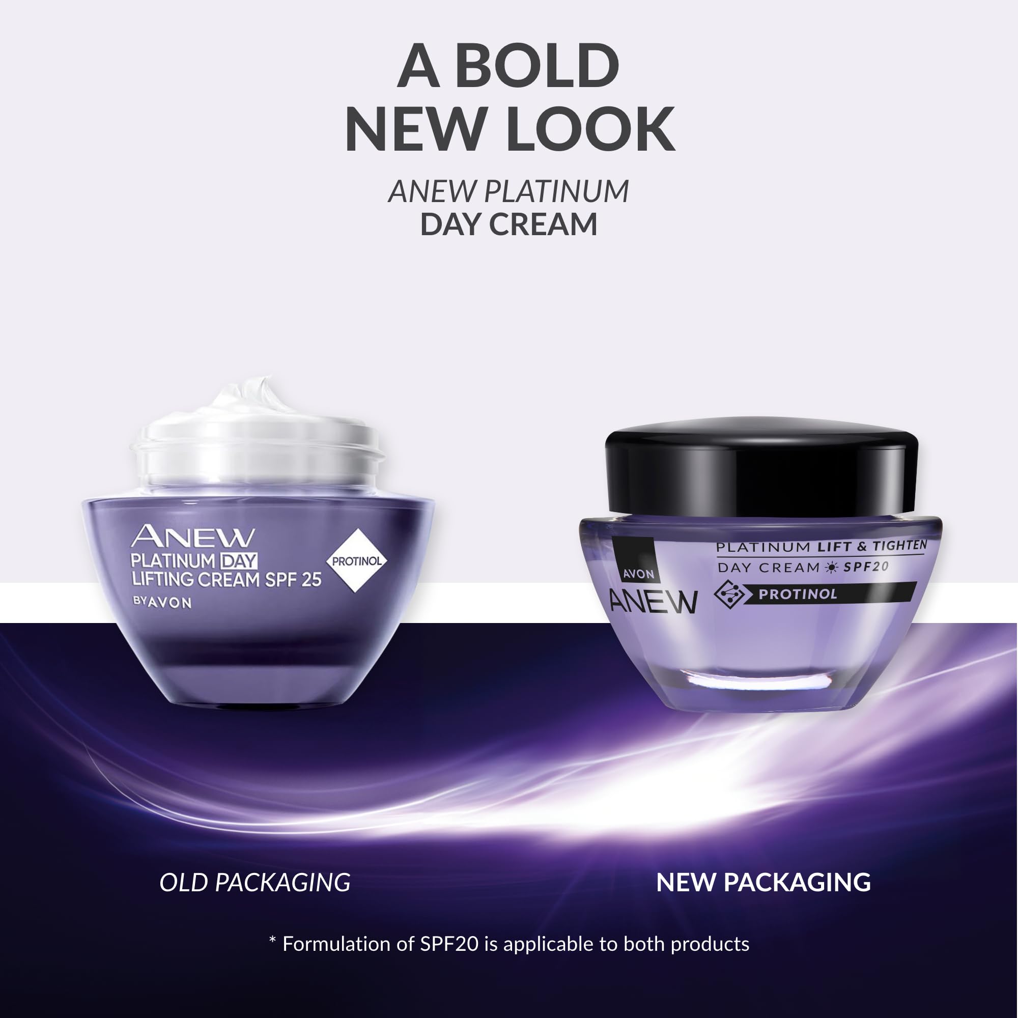 AVON Anew Platinum on bathroom counter in morning routine lifestyle scene