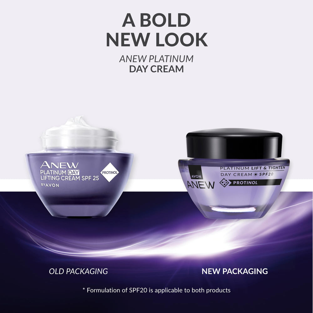 AVON Anew Platinum on bathroom counter in morning routine lifestyle scene
