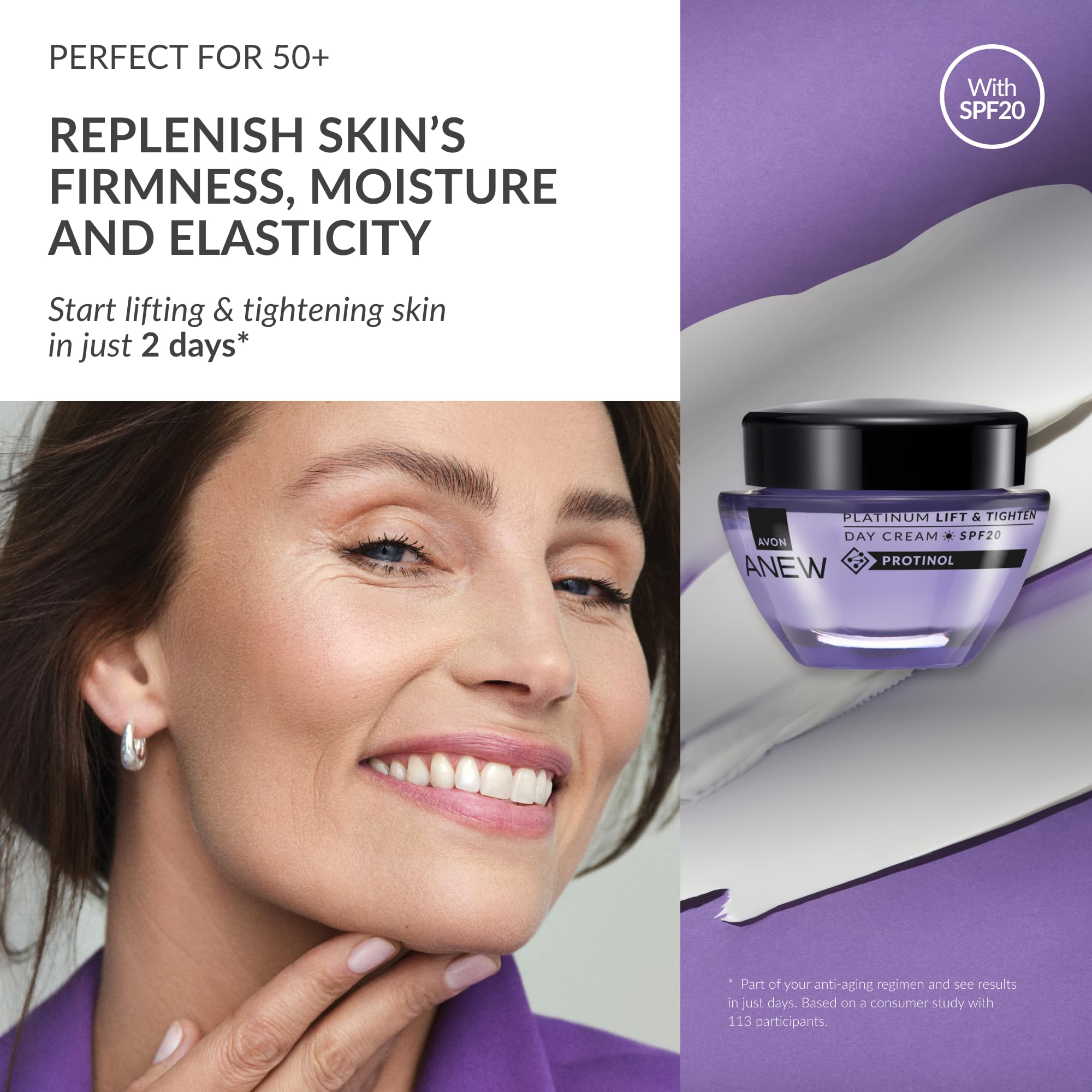 AVON Anew Platinum creamy texture close-up highlighting rich hydration