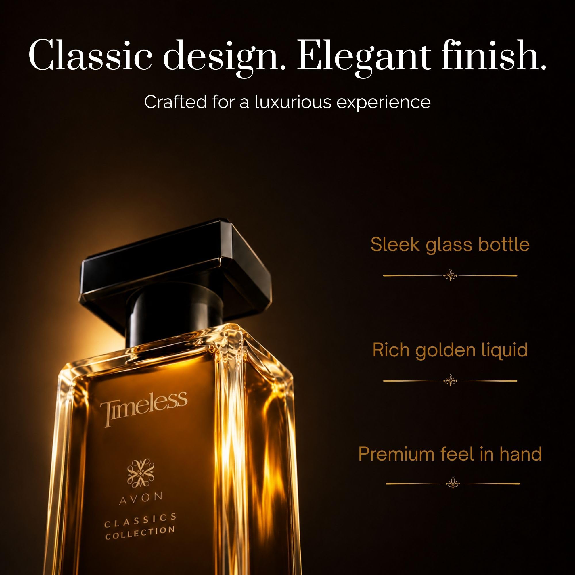 AVON bottle on a desk conveying daily-wear style and polished impression benefit
