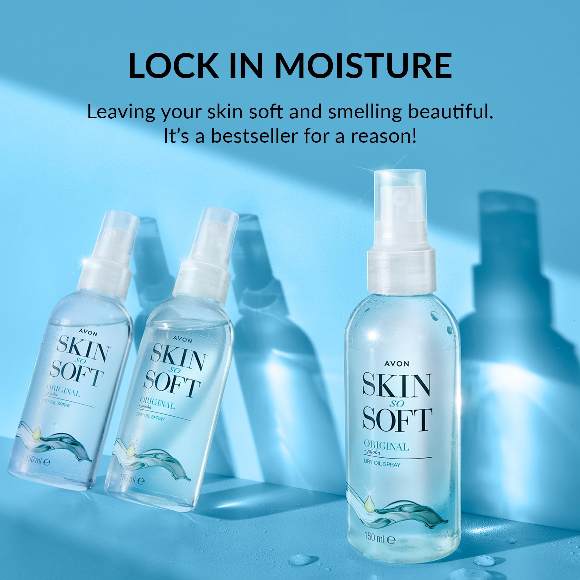 Close-up of jojoba oil texture highlighting Avon smoothing and lightweight feel