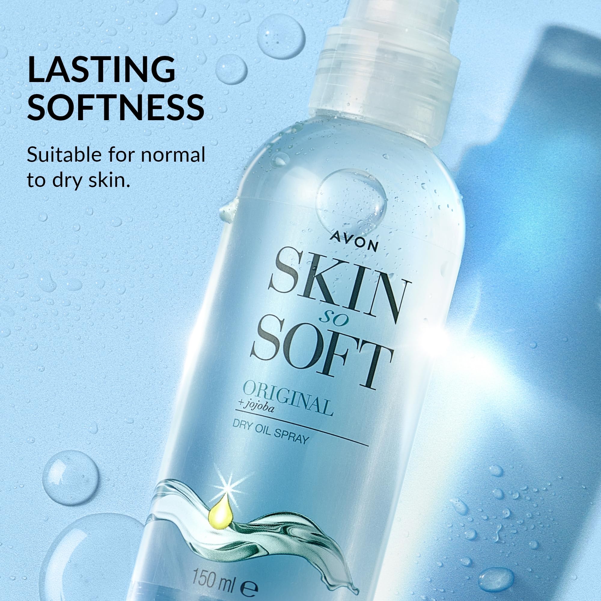 Avon oil applied to skin showing satin finish and non-greasy comfort