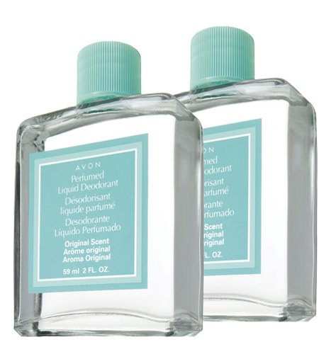 AVON front packaging showing the fast‑dry floral liquid deodorant and travel benefit