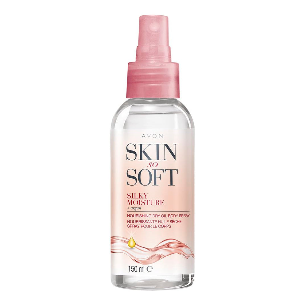 AVON Skin So Soft front packaging shows label and 150 ml size, highlighting lightweight hydration
