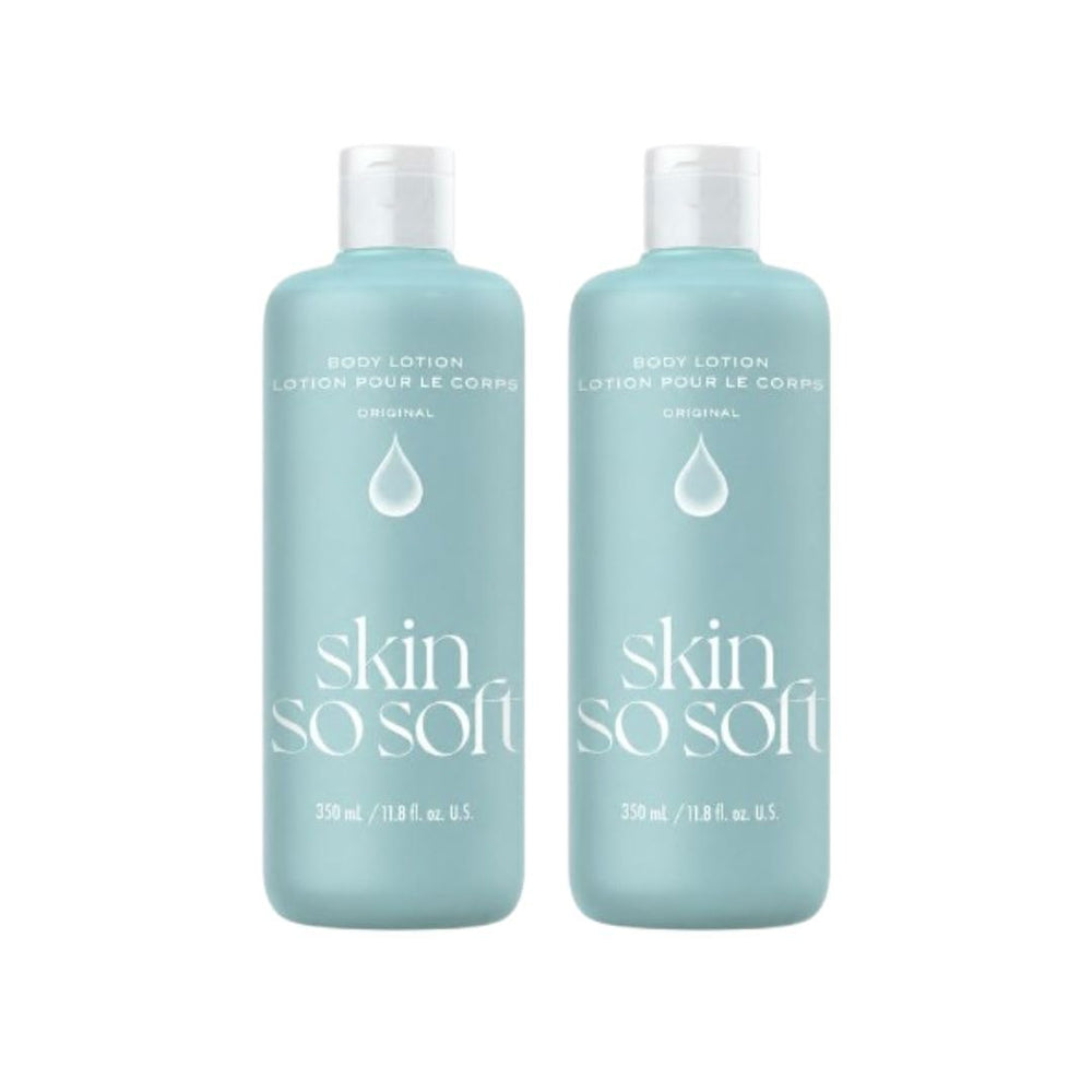 AVON Skin So Soft front-packaging showing twin bottles and value