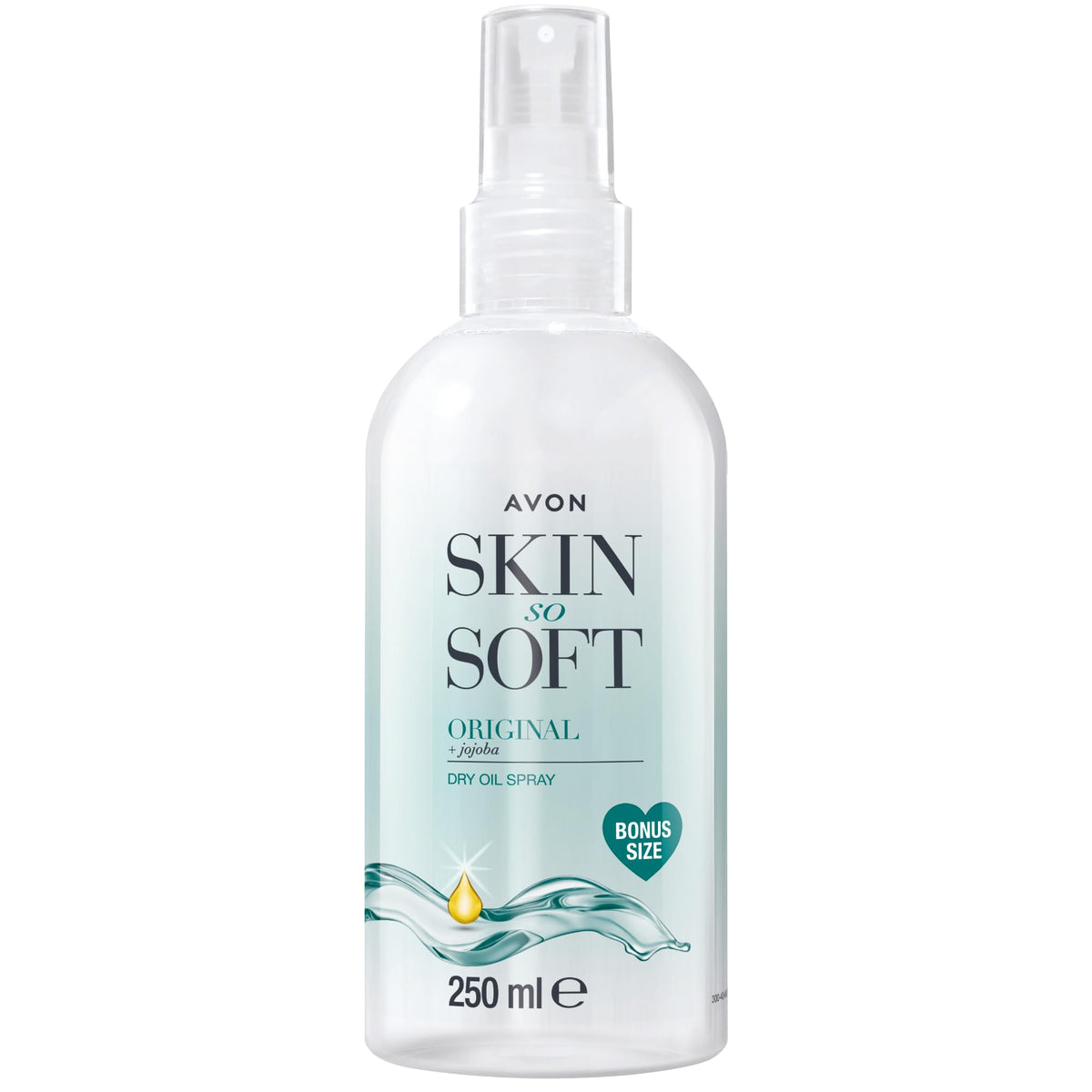 AVON Skin So Soft front spray bottle showing lightweight hydration