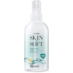 AVON Skin So Soft front spray bottle showing lightweight hydration