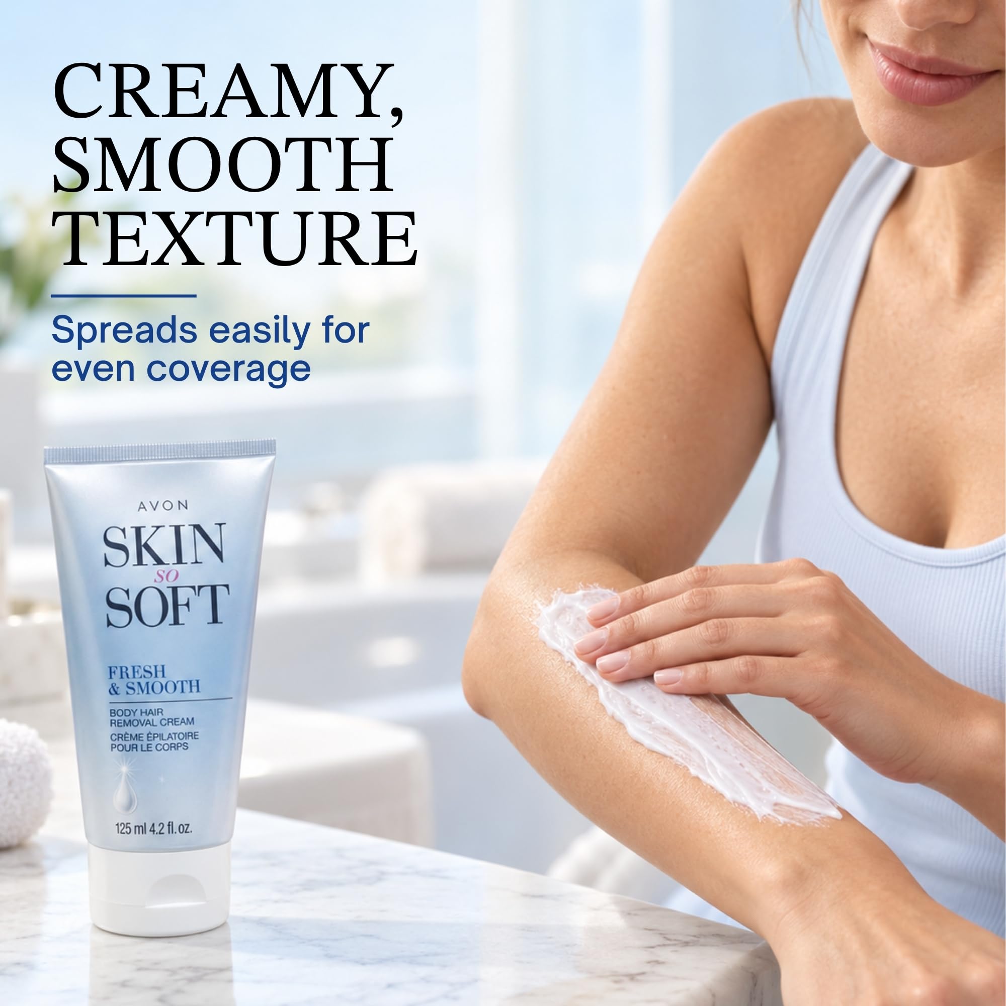 AVON ingredient callout featuring meadowfoam oil promoting moisturized skin