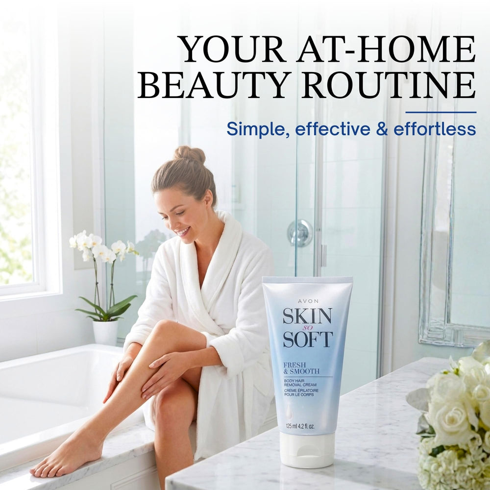 AVON lifestyle shot on bathroom vanity implying simple grooming routine