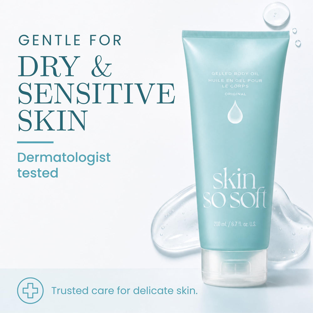 AVON Skin So Soft in bathroom setting evoking a calming spa-like benefit