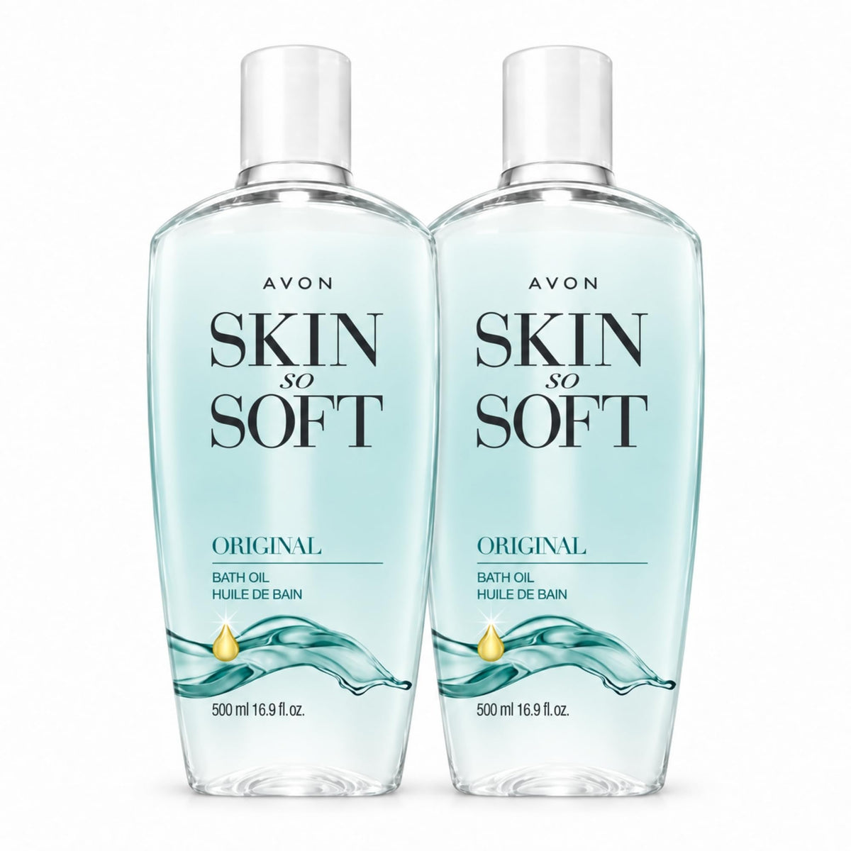 AVON bottle front packaging showing two 16.9 fl oz bottles and classic label