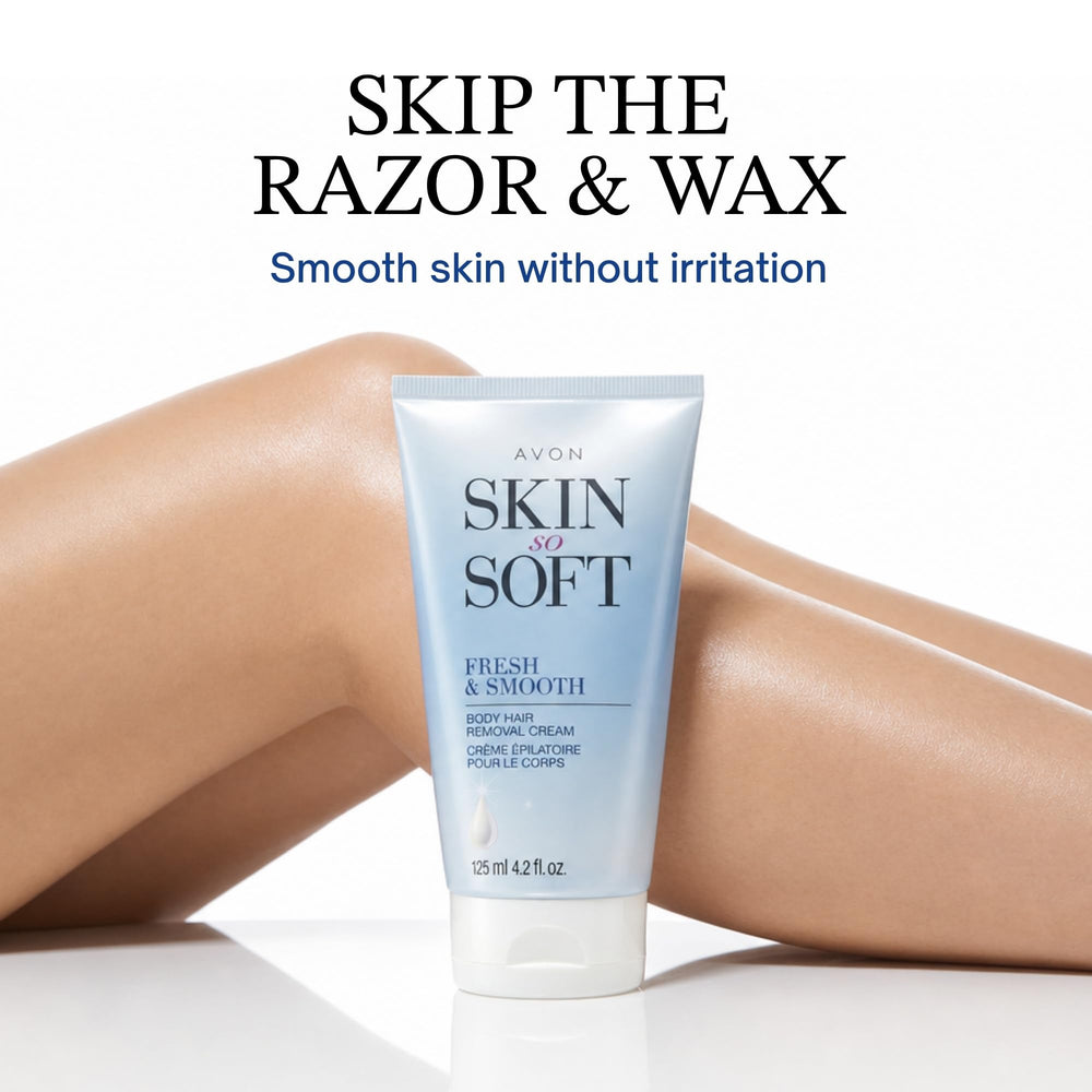 AVON rinsed skin after use showing smooth hydrated finish benefit
