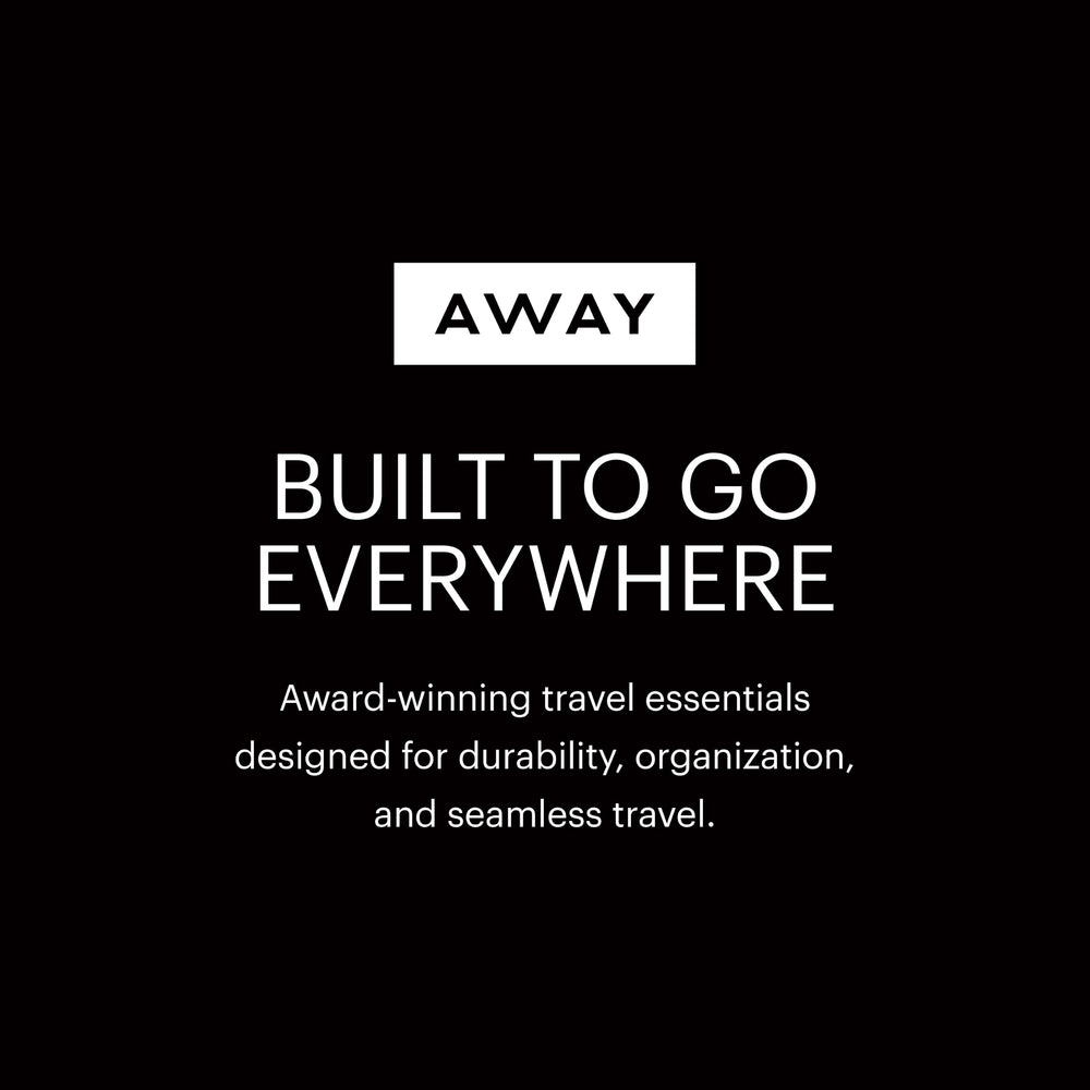 Away water‑repellent material texture closeup highlighting easy cleanup benefit