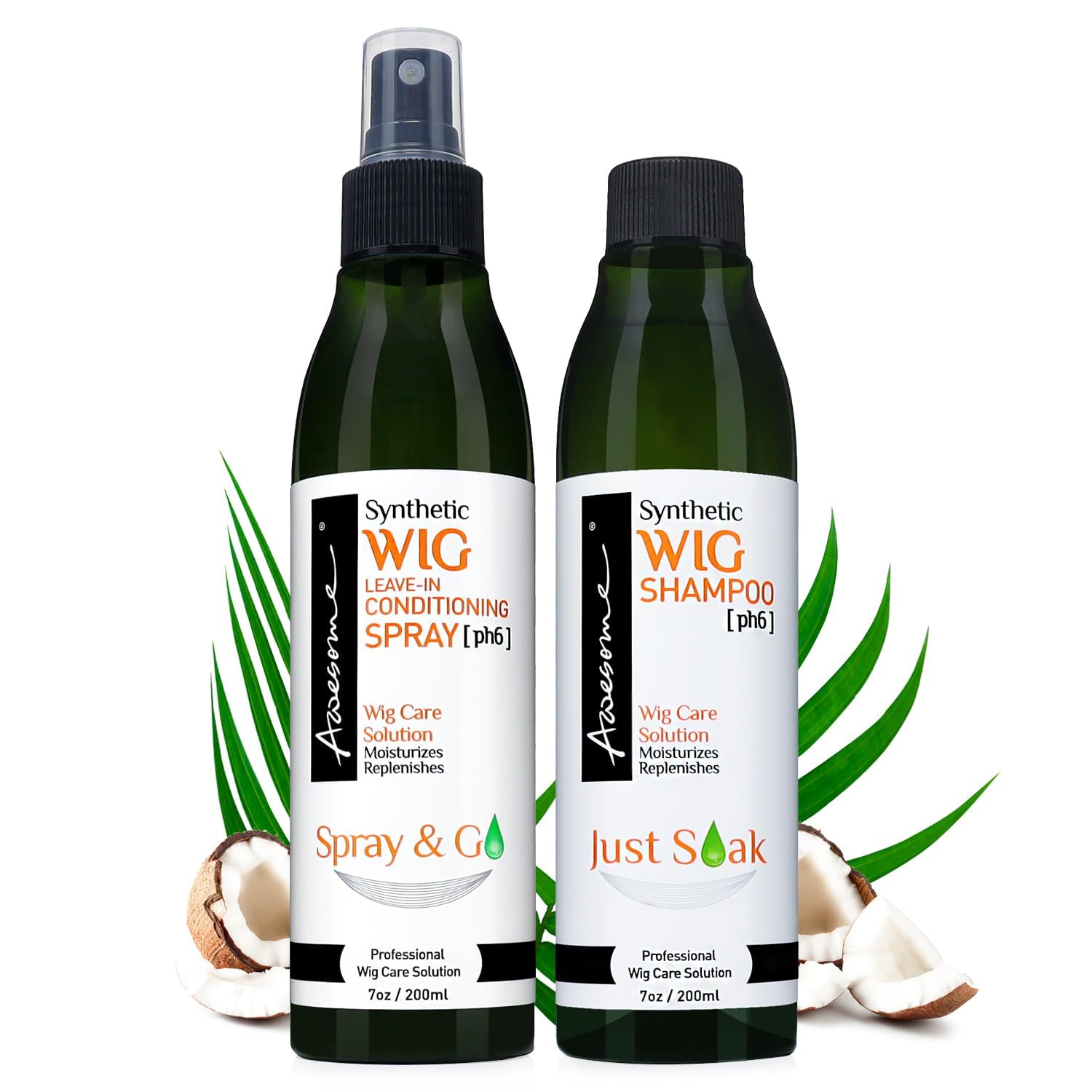 Awesome front packaging showing shampoo and spray, convenient all-in-one care kit
