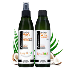 Awesome front packaging showing shampoo and spray, convenient all-in-one care kit