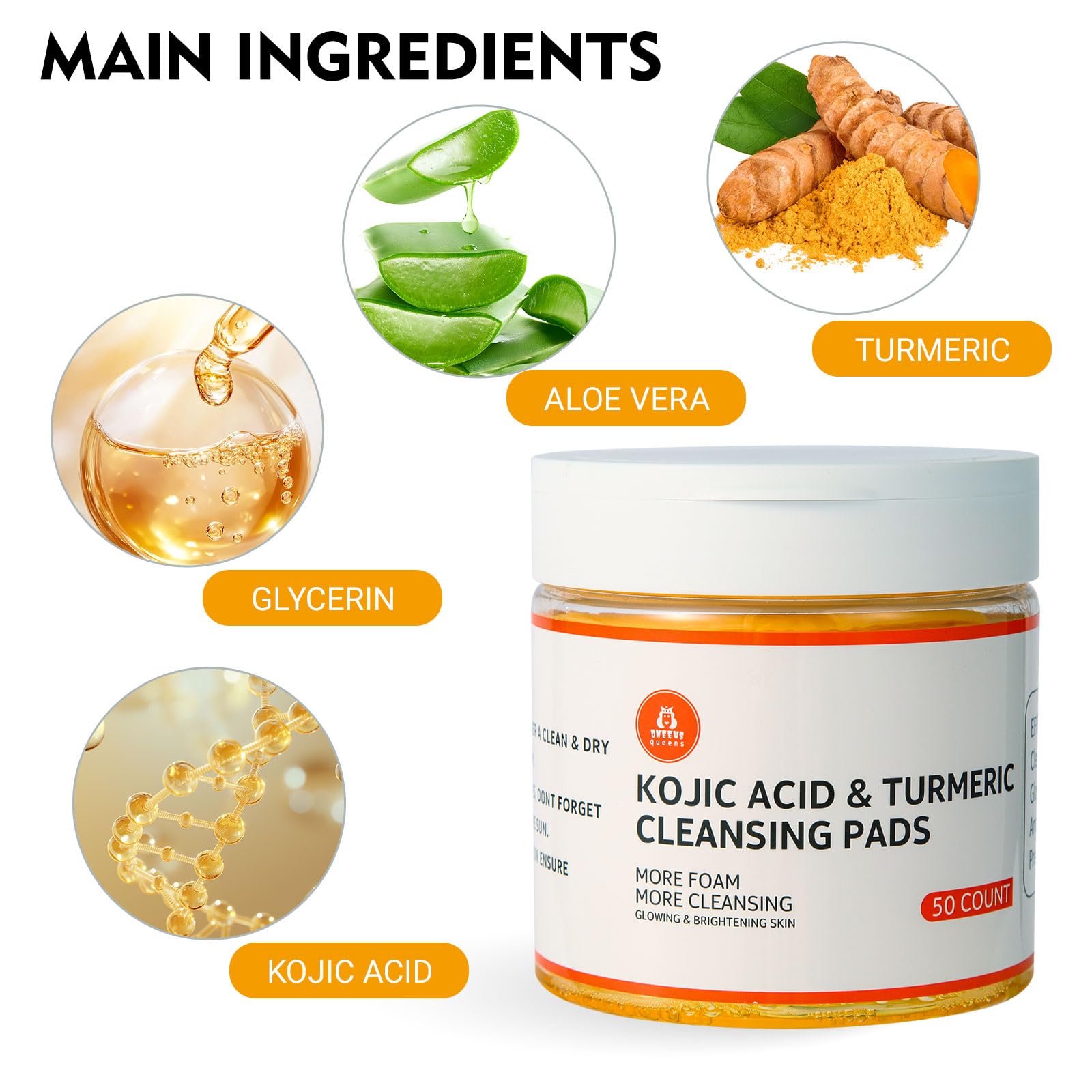 AwesomeWare turmeric root and kojic acid concept shot highlighting brightening ingredients