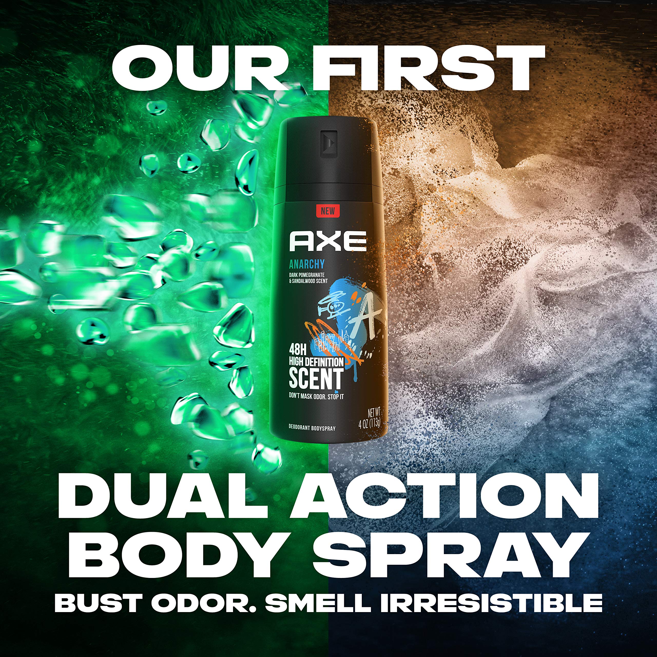 AXE Anarchy fine mist texture emphasizing even coverage benefit