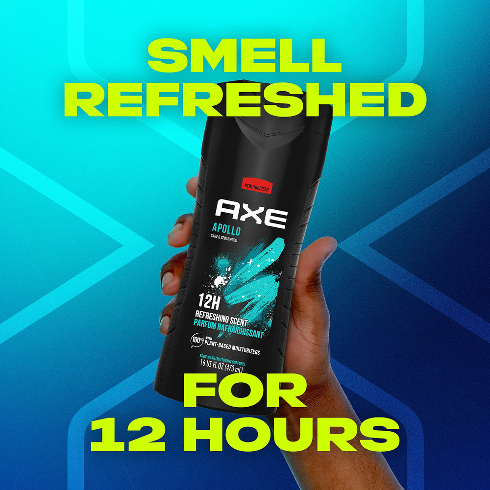 AXE Apollo bottle marked 100% recycled plastic, communicates sustainable packaging