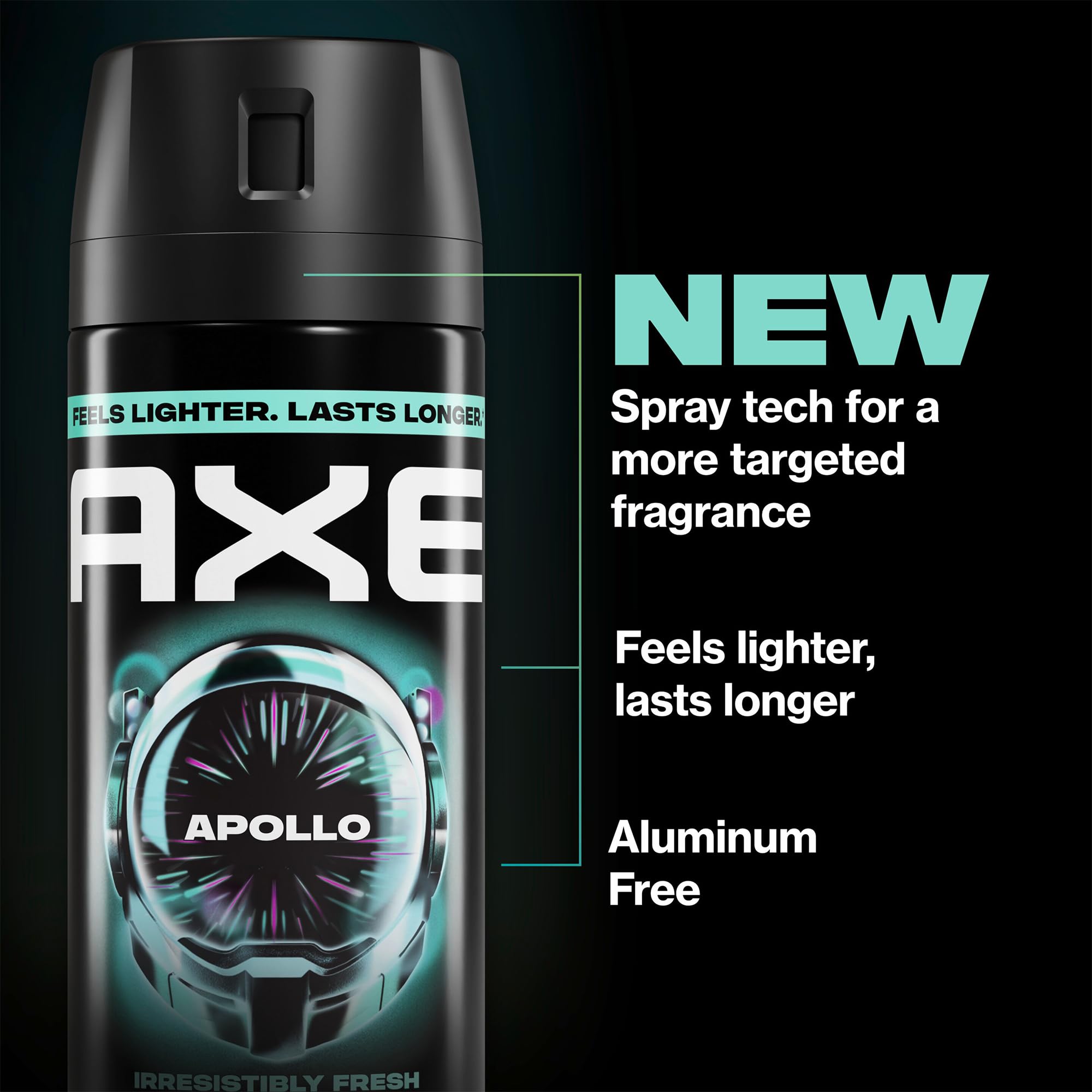 AXE Apollo next to a credit card showing 1 oz travel-size for TSA compliance and compactness
