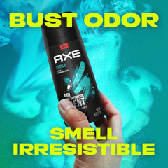 AXE Apollo fine mist in air demonstrating even fragrance coverage